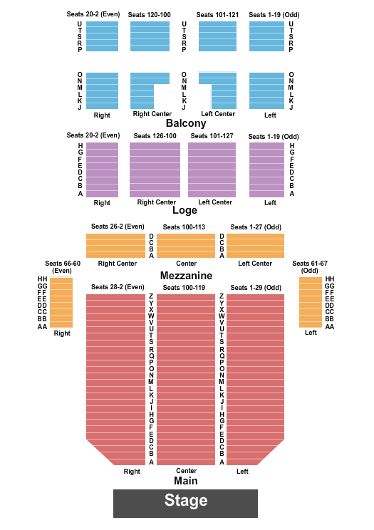 Fisher Theatre BOOP! Seating Chart